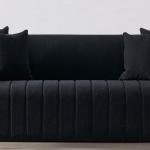 3 Seater Fabric Sofa In Black Color