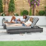 WS Outdoor Swimming Poolside Lounger Set of 2 (Black + Grey)