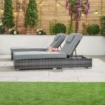 WS Outdoor Swimming Poolside Lounger Set of 2 (Black + Grey)