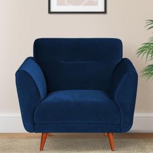 Home Lifestylez Mofasa 1 Seater Velvet Sofa In Navy Blue Color