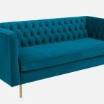 Caraven 2 Seater Velvet Sofa In T Blue Color
