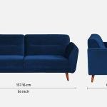 2 Seater Velvet Sofa In Navy Blue Color