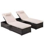 WS Outdoor Swimming Poolside Lounger Set of 2 (Brown)