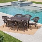 Sabbatini Outdoor Patio Dining Set 6 Chairs and 1 Table (Dark Brown)