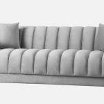 3 Seater Velvet Sofa In Grey Color