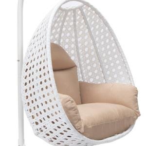 Pico Single Seater Hanging Swing With Stand For Balcony , Garden (White)