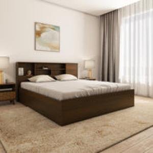 King Bed With Storage (Walnut)