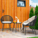 WS Outdoor Patio Seating Set 2 Chairs and 1 Table Set (Black) Braided & Rope