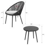 WS Outdoor Patio Seating Set 2 Chairs and 1 Table Set (Black) Braided & Rope