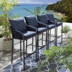 WS Outdoor Patio Bar Chair 4 Chairs For Balcony Braided & Rope