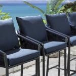 WS Outdoor Patio Bar Chair 4 Chairs For Balcony Braided & Rope