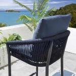 WS Outdoor Patio Bar Set 4 Chairs and 1 Table Set (Blue) Braided & Rope