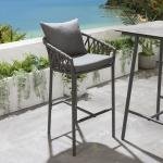 WS Outdoor Patio Bar Set 4 Chairs and 1 Table Set Braided & Rope
