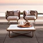 WS Outdoor Sofa Set 6 Seater , 2 Ottoman and 1 Center Table + 1 side table Set (Tan + Beige) Braided & Rope