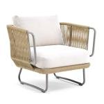 WS Outdoor Sofa Set 6 Seater , 2 Ottoman and 1 Center Table + 1 side table Set (Tan + Beige) Braided & Rope