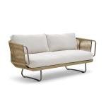 WS Outdoor Sofa Set 6 Seater , 2 Ottoman and 1 Center Table + 1 side table Set (Tan + Beige) Braided & Rope