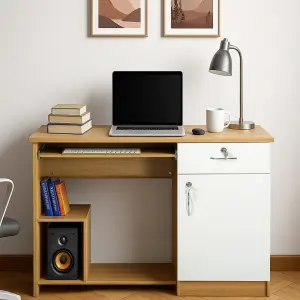 Computer Table in Urban Teak & White Finish