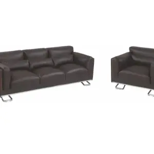 Seater Sofa With Wooden Frame, Chrome Plated Leg, Leatherette Tapestry