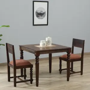 Sheesham Wood 2 Seater Dining Set In Provincial Teak Finish And Mocha Mousse Colour