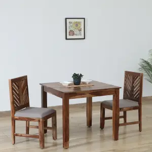 Sheesham Wood 2 Seater Dining Set In Rustic Teak Finish