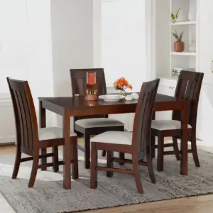 4 Seater Dining Table Set In Brown Colour