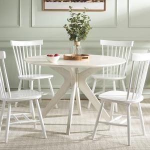 Dining Chair Set of 4 - White - Solid Wood - Classic Design - Ideal for Dining Room, Kitchen