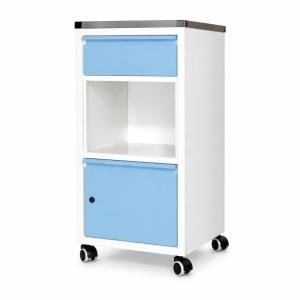 Bedside Locker with Stainless Steel Top | Hospital Bed Side Cabinet with Drawer & Cupboard | Medical Patient Storage Unit on Wheels