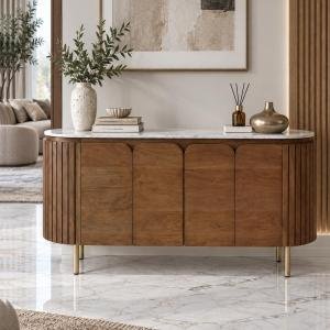 Sideboard Large, Multipurpose Cabinet for Kitchen and Living Room Storage, Classy Sideboard, Solid Mango Wood, Provential Teak Matte Finish