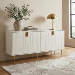 Sideboard and Cabinet MDF with PU Paint Finish, for Dining Room,(White)