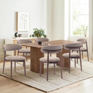 Wooden Dining Chairs Set of 6 Dining Room Chairs with Solid Wood Legs and Curved Backrest