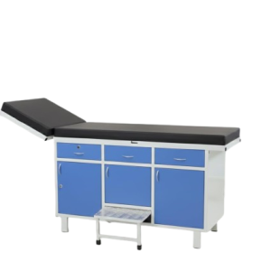 Hospital Examination Couch with Cabinet & Drawers I Head Elevation Couch Pre Treated and Epoxy Powder Coated with Hydrolic Head Movement