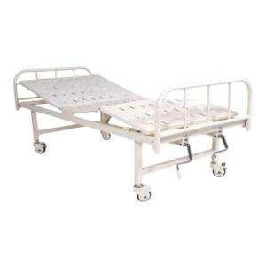 Adjustable Medical Bed for Patients | Backrest & Leg Rest Manual Operation | Rectangular Tube Frame | IV Stand & Wheels