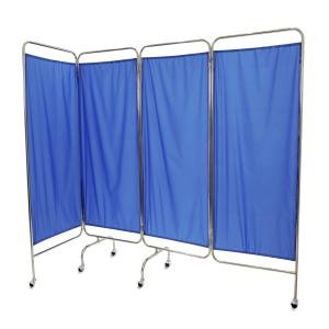 Hospital Bed Screen for Home Care 4-Panel | Room Divider Folding Screen, Adjustable & Foldable Design with Aluminum Panels | Medical Privacy Screen for Home Patients & Elderly | Blue