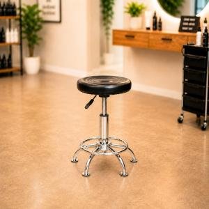 Doctor Stool with Adjustable Height, Wheels and Bonded Leather Upholstery, Sitting Stool for Home & Office (Modern, Black)