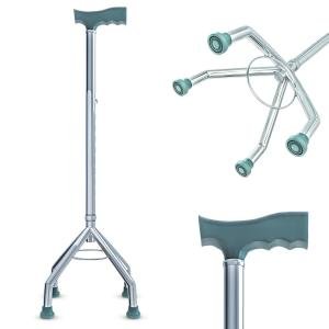 Four Leg Walking Stick | Lightweight Walking Support with Adjustable Height & Anti-Slip Handle |  Walking Cane for Men/Women, Patients,
