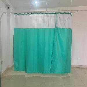 Hospital Curtain Dark Green 4x7 ft for ICU and Wards with Square Net with Hook