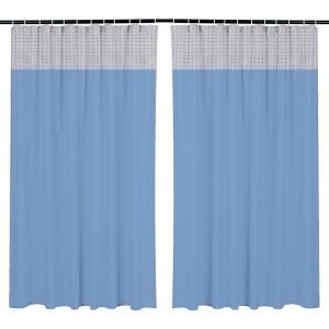 Hospital Bed Curtain | Bathroom Window Blackout Curtain | Shower Curtain with 8 Rings | 7 Feet | Pack of 2 | Blue