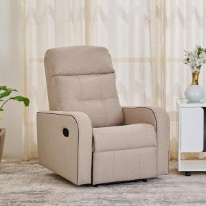 1-Seater Fabric Recliner | Recliner Sofa for Living Room | Solid Wood | Beige