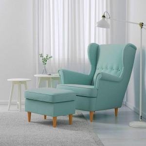 Furnitures Living Room High Back Fully Coushioned Lounge Chair with Ottoman Finish Color - Sea Green -1