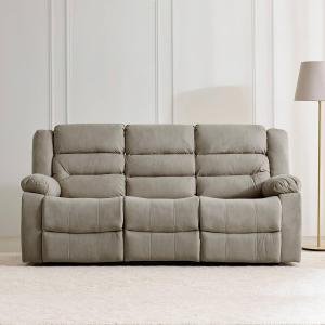 3-Seater Electric Recliner Sofa | Fabric Recliner for Living Room | Solid Wood | Beige