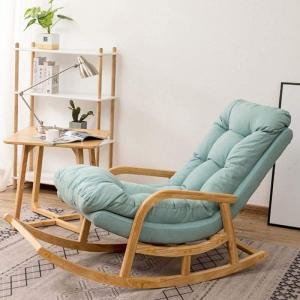 Rocking Chair with Cushioned Reclining Seat – Ergonomic Lounge Armchair with 140° Adjustable Backrest, Upholstered Comfort for Living Room