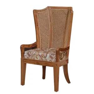 Classic Cane Back Wooden Soft Seating Upholstery Chair