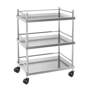 Hospital Trolley 3 Shelf Stainless Steel Medical Instrument Trolley with 4 Castor Wheels | Medical Trolley with Wheels | Surgical Clinic Trolley