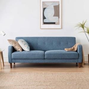 Upholstered 2 Seater Sofa for Living Room Guest Room Hotels Office (Blue)