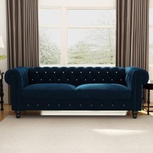 Sofa Heavy Tuf Design 3 Seater Round Arm Sofa with Wooden Legs for Living Room, Bedroom