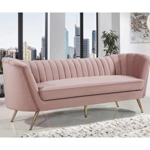Sofa, Modern 3-Seater Couch with Solid Wood Soft Fabric, Living Room for Apartment, Office, Bedroom (Pink Valvet)