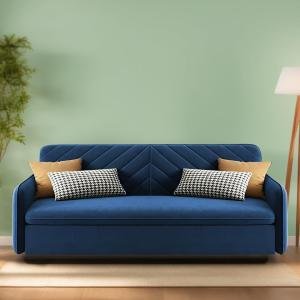 3 Seater Sofa Cum Bed for Living Room (Blue Fabric) Premium Fabric Sofa