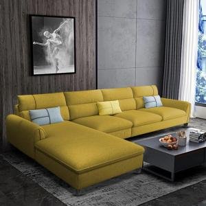 5- to 6-Person Sofa Set for Living Room (Yellow Fabric) Left Side Sofa