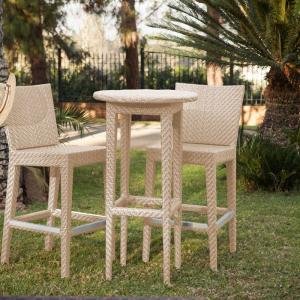 Outdoor Patio Bar Sets 2 Chairs and 1 Table (Cream)