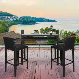 Outdoor Patio Bar Sets 2 Chairs and 1 Table (Black)